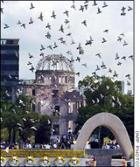 photo: Doves flew over Hiroshima during the memorial ceremony today