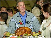Photo of President Bush's Photo-Op with a fake turkey