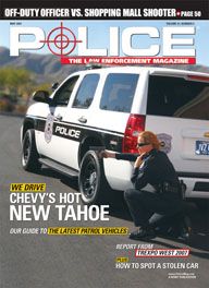 Here's a cover with a photo of a patrol officer crouched in combat posture behind a huge SUV with police markings, with her handgun drawn and pointed at a target off-camera to the left.