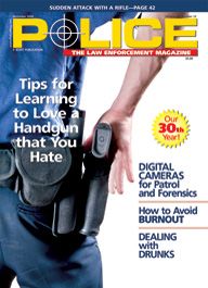 Here's a cover of a patrol cop's rear end and gun holster, with the cop about to pull the handgun out of the holster.